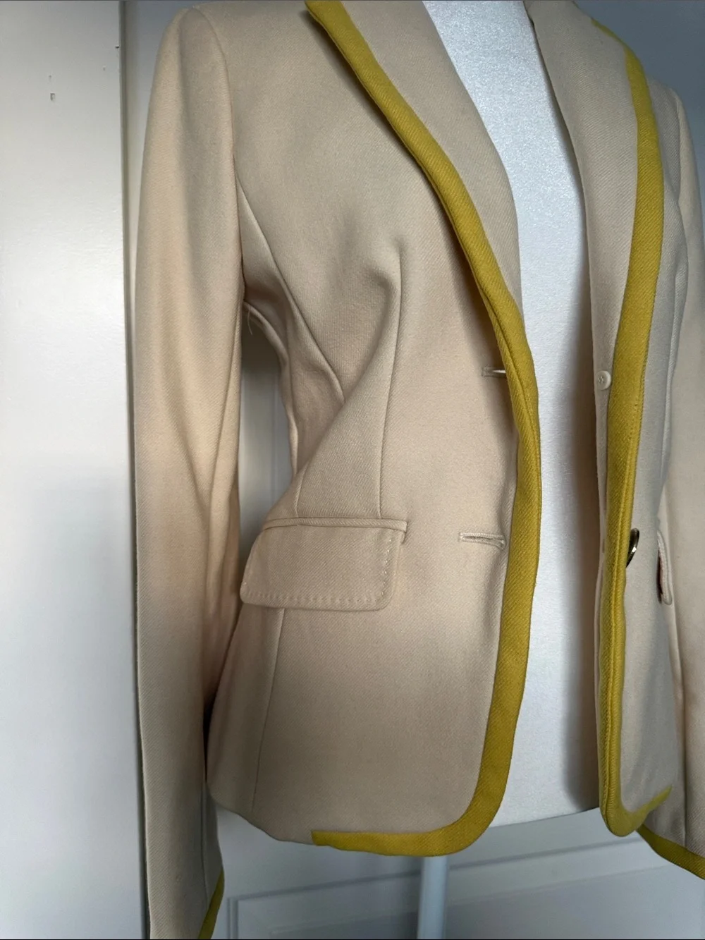 J. Crew Cream Blazer with Mustard Trim Size S